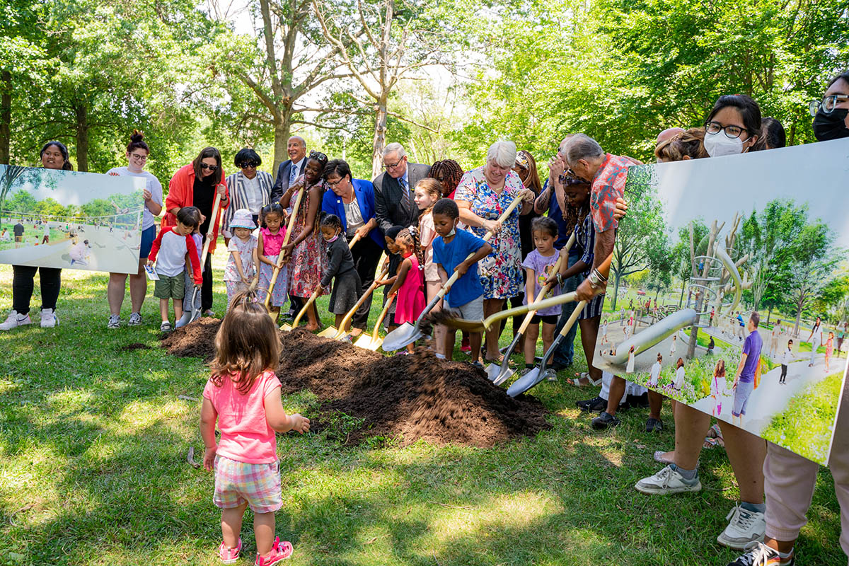 Breaking ground on the Anna C. Verna Playground in FDR Park Fairmount